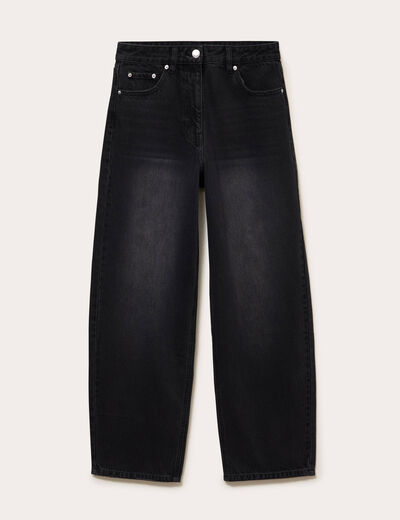 Jean barrel taille standard denim noir femme