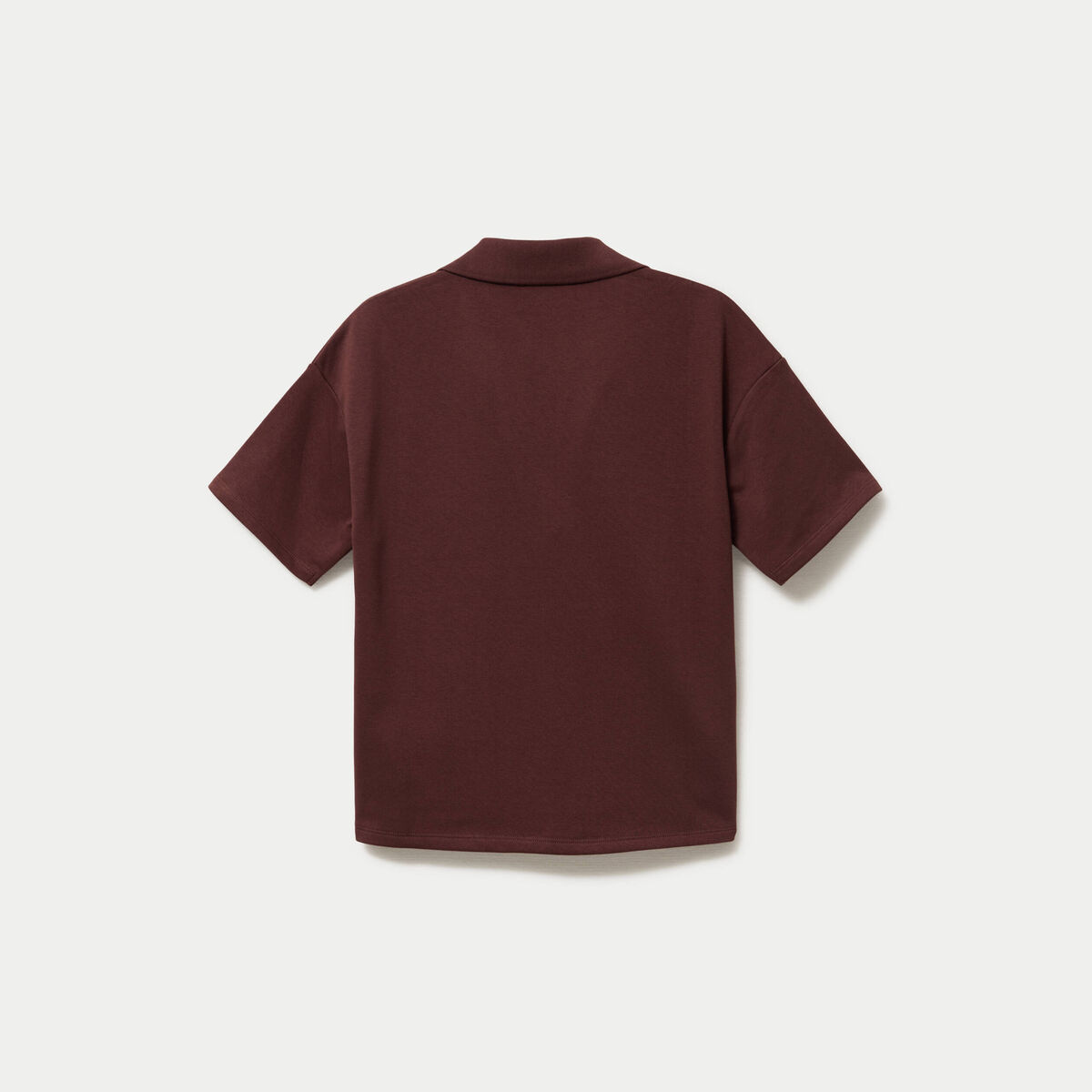 Sweat col chemise manches courtes marron femme