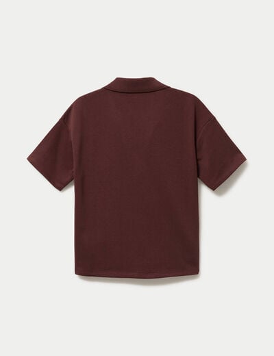 Sweat col chemise manches courtes marron femme