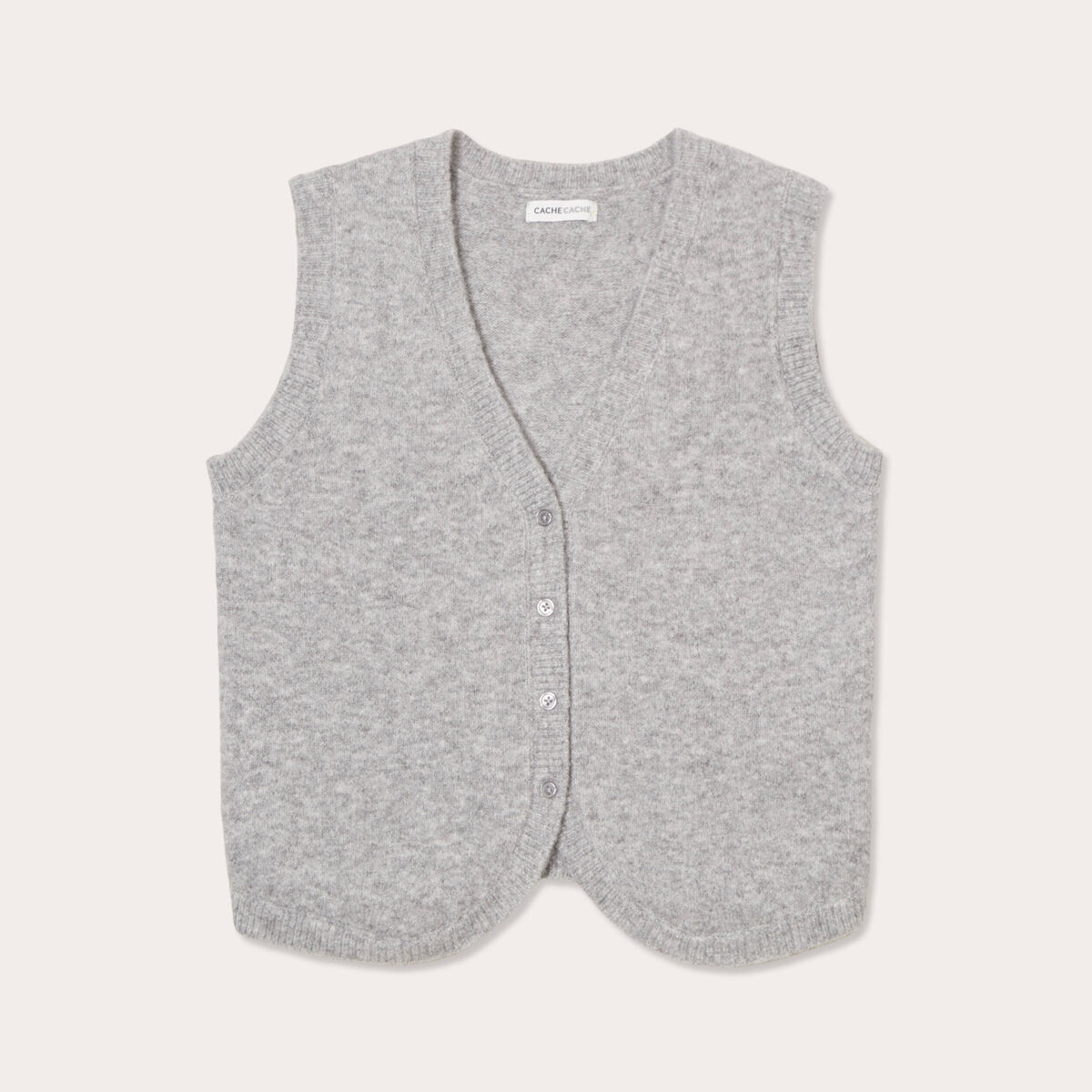 Gilet sans manches ajust&eacute; gris clair femme