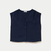 Blouse droite sans manches col v bleu marine femme