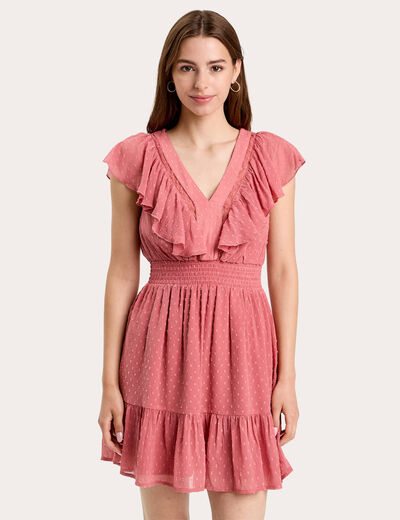 Robe &eacute;vas&eacute;e plumetis vieux rose femme