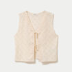 Gilet sans manches col v macram&eacute; ecru femme