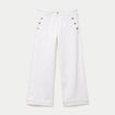 Jean wide leg cropped taille haute denim blanc femme
