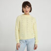 Pull ajour&eacute; manches longues jaune clair femme