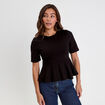 Top cintr&eacute; col rond manches longues noir femme