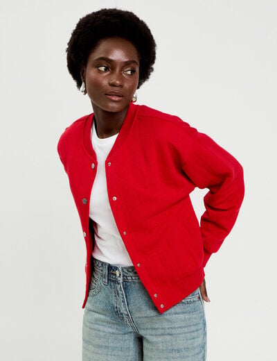 Veste manches longues rouge femme