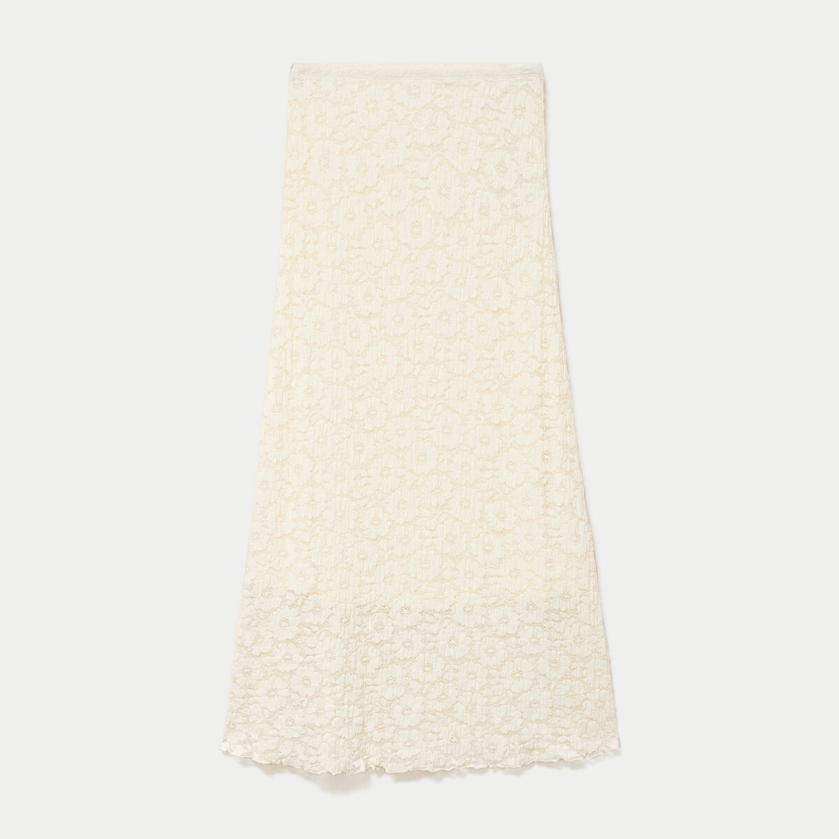 Jupe longue maille &agrave; relief ecru femme