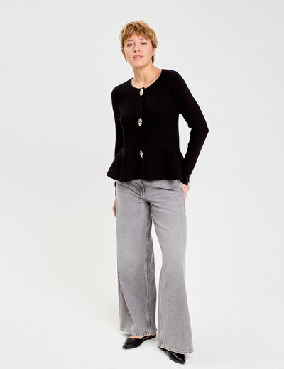 Gilet p&eacute;plum noir femme