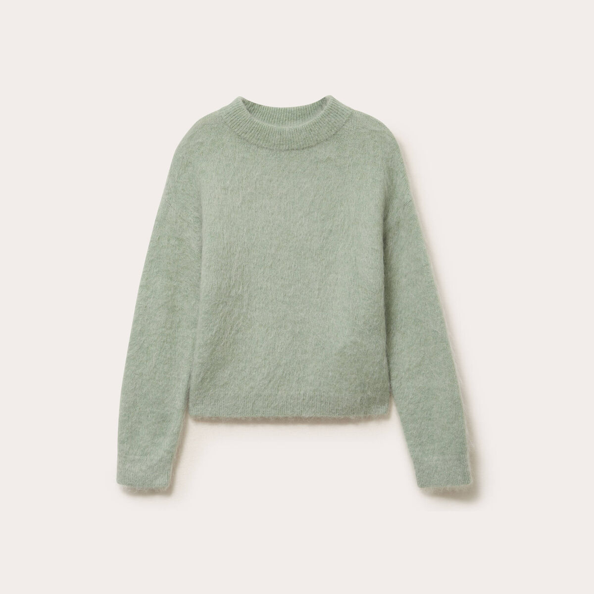 Pull duveteux vert pastel femme