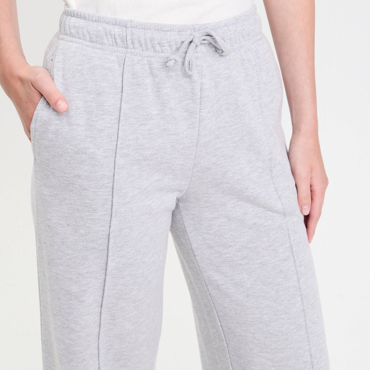 Pantalon large style jogging gris clair femme