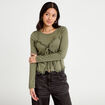 T-shirt 2-en-1 vert kaki femme