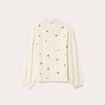 Blouse droite courte broderie ivoire femme