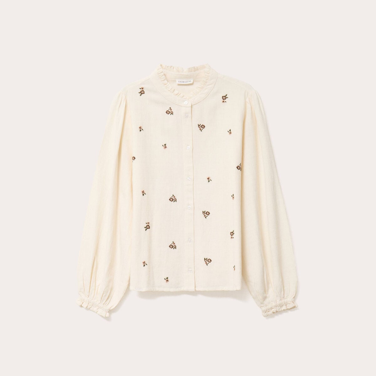Blouse droite courte broderie ivoire femme