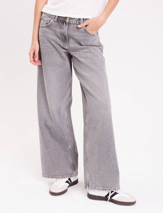 Jean wide leg taille standard denim gris femme
