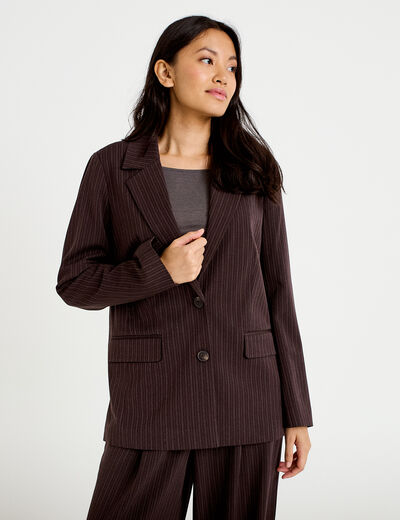 Blazer col classique manches longues marron femme