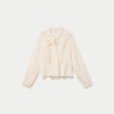 Blouse droite pliss&eacute;e col montant ecru femme