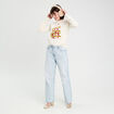 Pull pompons et guirlandes ecru femme