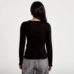 T-shirt ajust&eacute; col rond manches longues noir femme