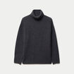 Pull col roul&eacute; manches longues gris femme