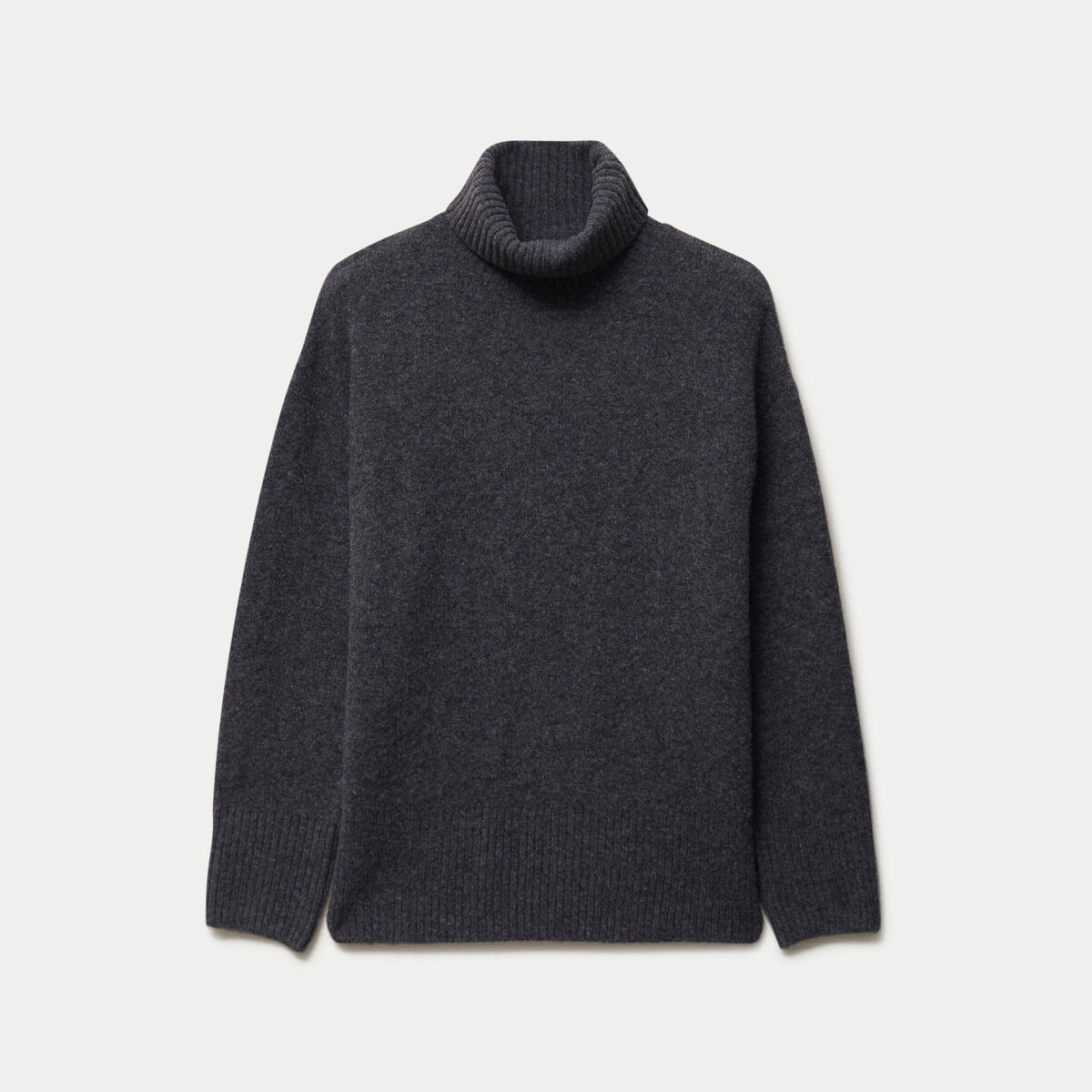 Pull col roul&eacute; manches longues gris femme