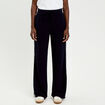 Pantalon large fluide d&eacute;tail dentelle bleu marine femme