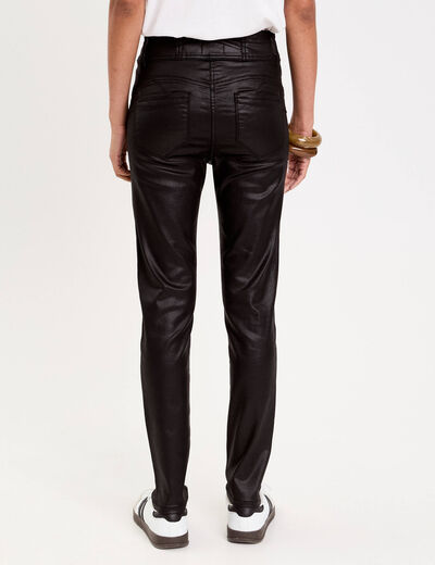 Pantalon enduit slim push-up denim noir enduit femme