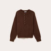 Pull col rond boutonn&eacute; marron femme