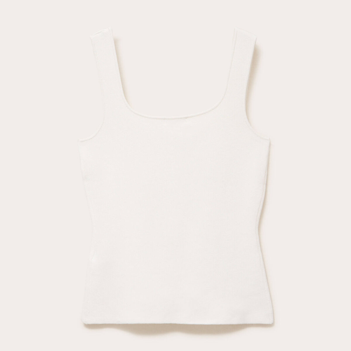 Gilet cintr&eacute; sans manches col carr&eacute; ecru femme