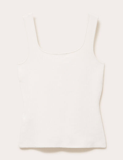 Gilet cintr&eacute; sans manches col carr&eacute; ecru femme
