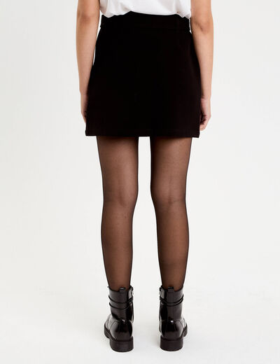 Jupe droite courte taille haute noir femme