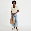 Gilet ajour&eacute; col v manches courtes ecru femme
