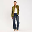 Chemise aspect daim vert olive femme