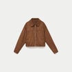 Veste effet boule oversize cropped marron femme