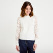 Pull manches ajour&eacute;es ecru femme