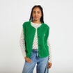 Gilet sans manches fausse fourrure vert fonc&eacute; femme