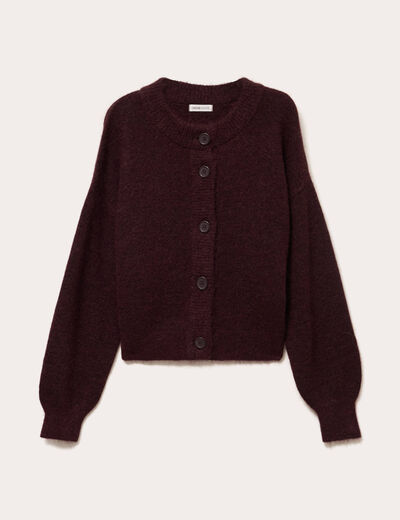 Gilet boutonn&eacute; rouge fonc&eacute; femme