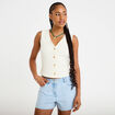 Gilet sans manches col v ecru femme