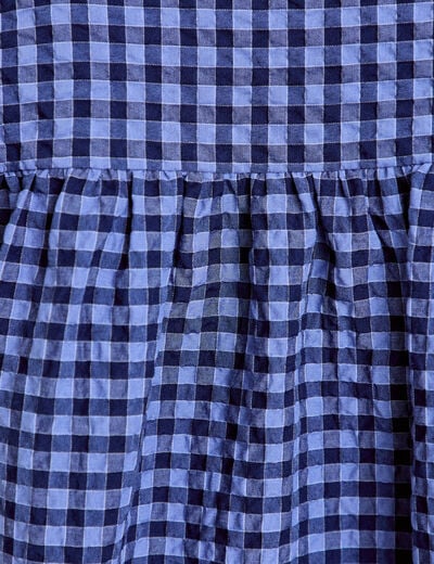 Chemise ample manches longues vichy bleu femme