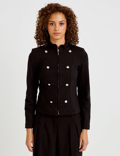 Veste ajust&eacute;e manches longues noir femme