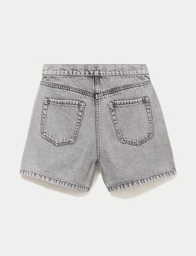 Jupe-short droite en jean denim gris femme