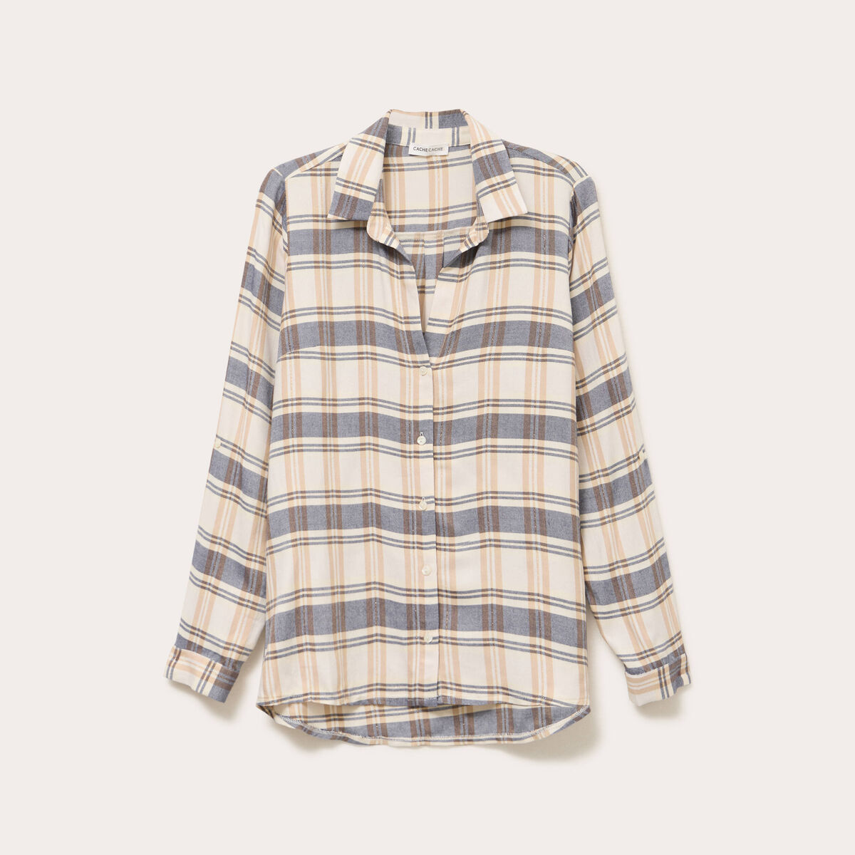 Chemise manches longues bleu femme