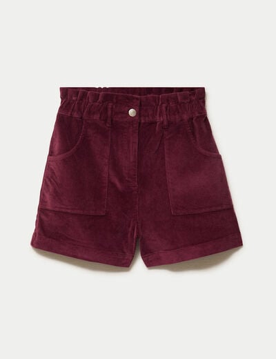 Short large en velours bordeaux femme