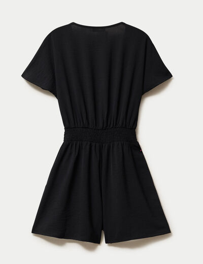 Combinaison col v manches courtes noir femme