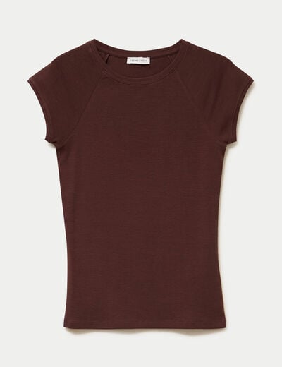 T-shirt manches courtes marron femme