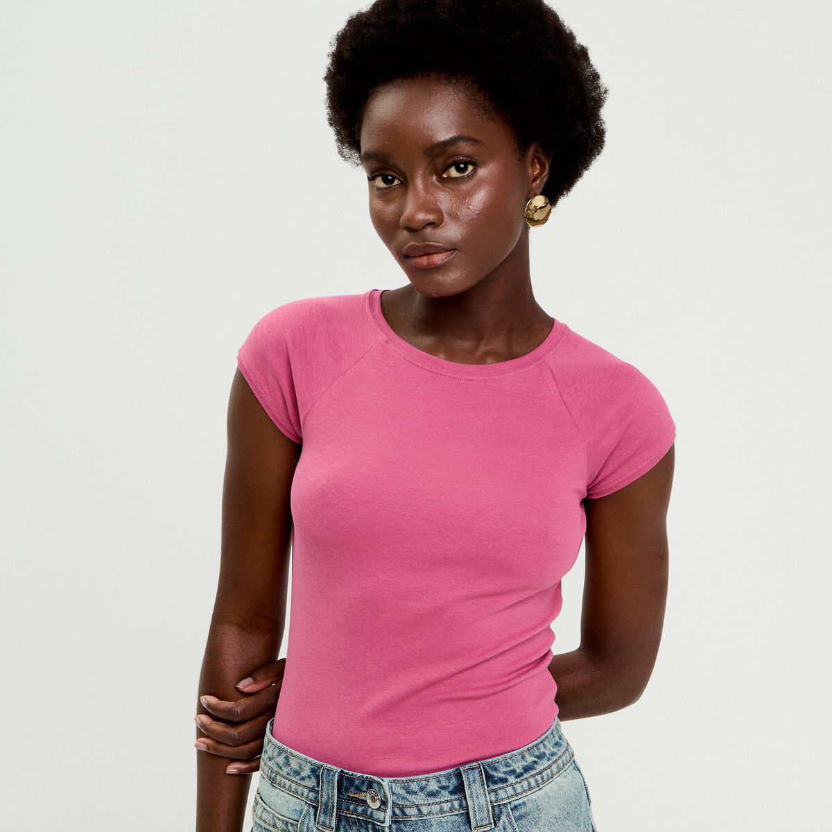 T-shirt manches courtes vieux rose femme