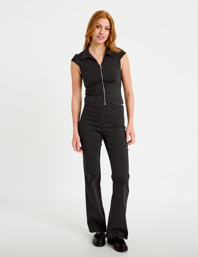 Pantalon bootcut taille basse noir femme