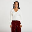 Gilet col v manches longues ecru femme