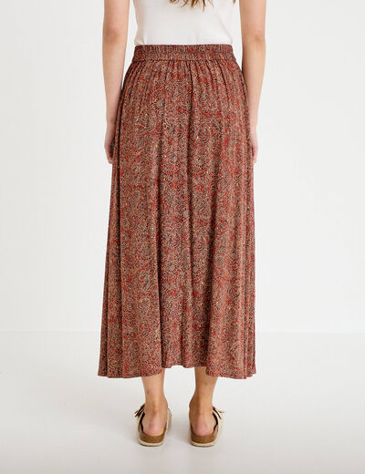 Jupe longue fluide rouge fonc&eacute; femme