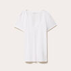 T-shirt col v manches courtes blanc femme